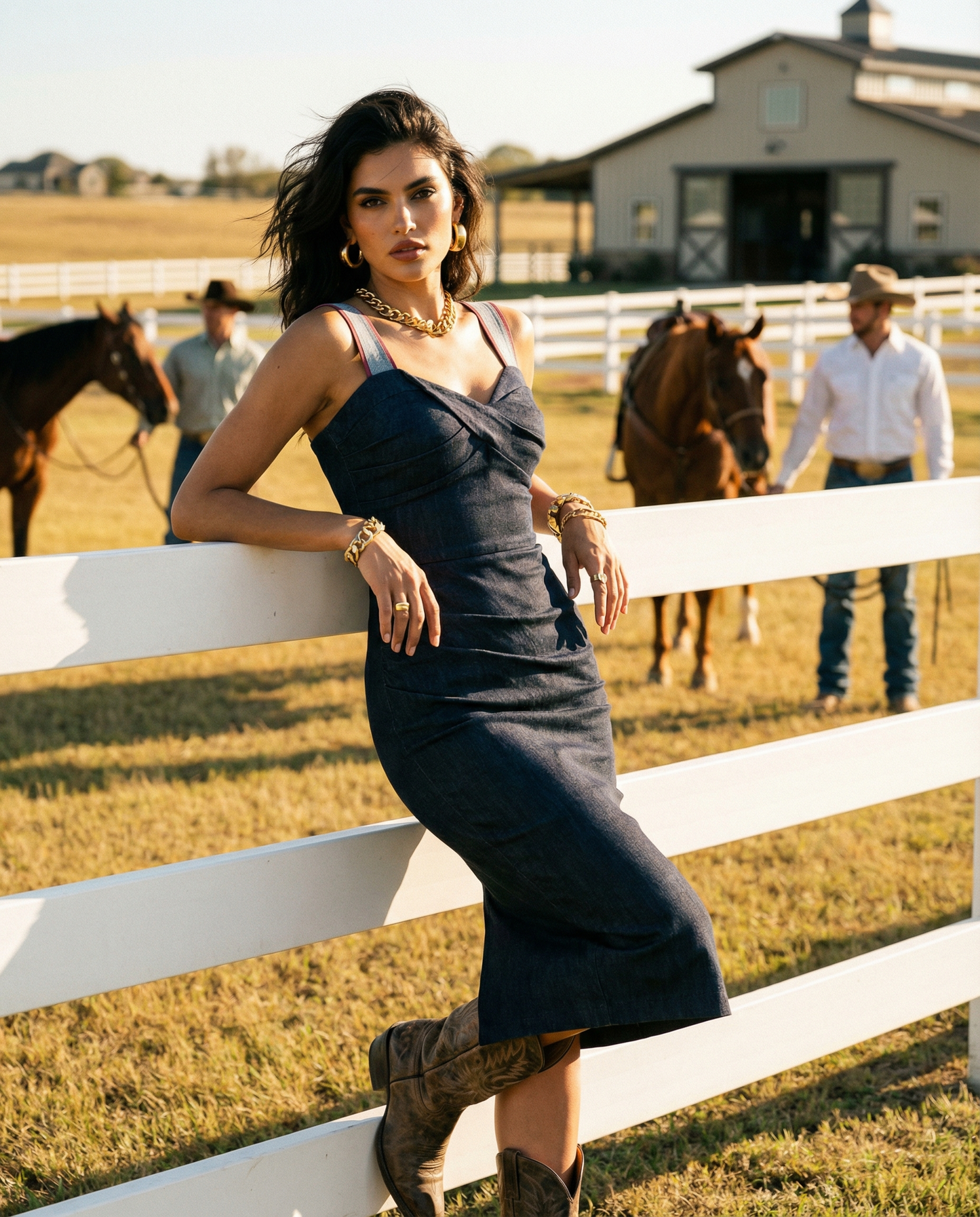 perfect shoes for denim dress Italian Denim Dress by Just Add Heels