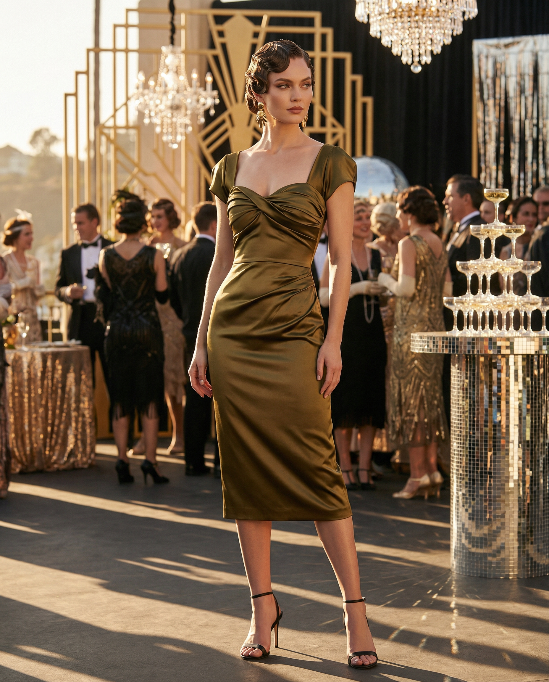 olive green satin dress Abby Olive Green Halter Maxi Dress