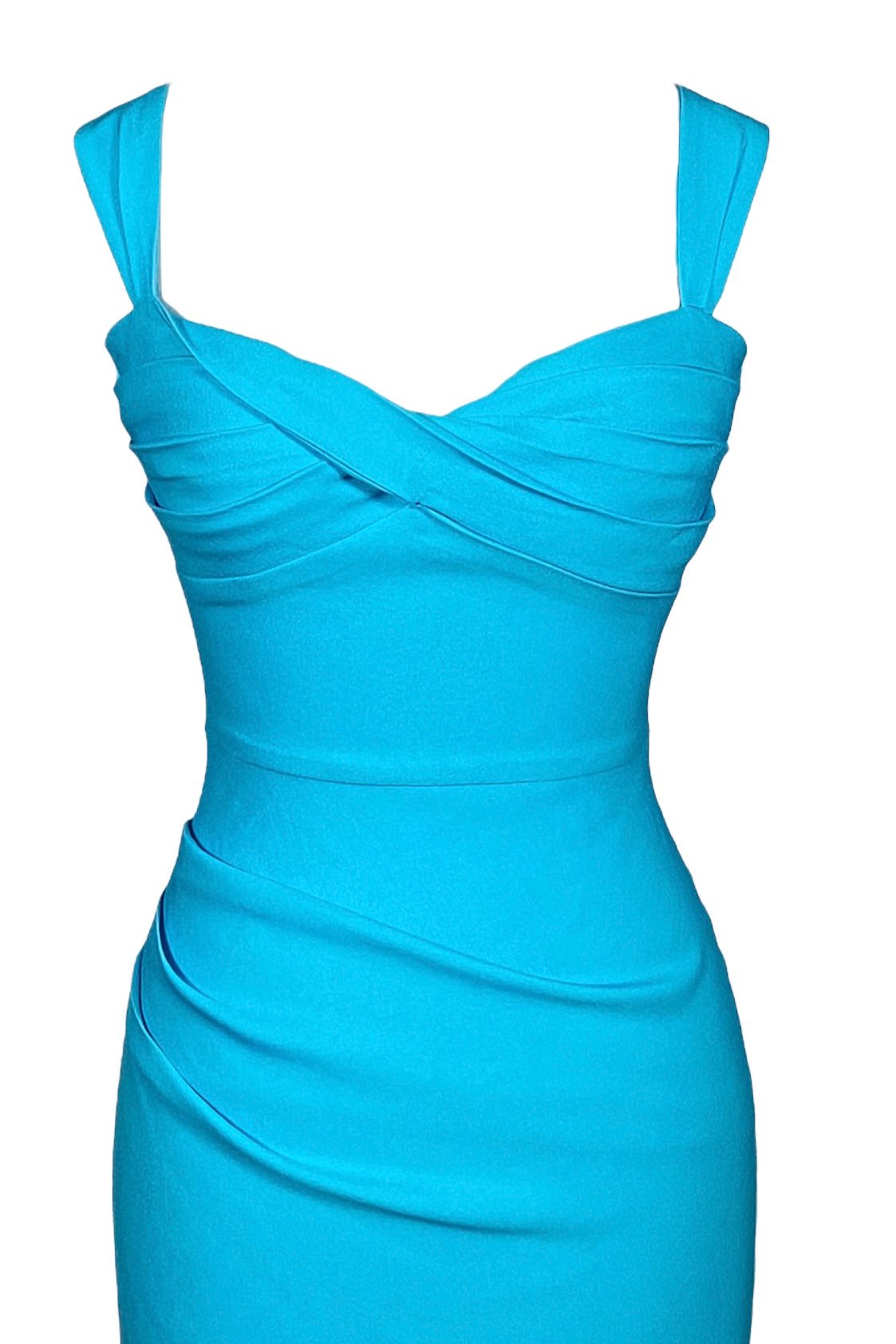 Turquoise Resort Wear Midi Dress by Just Add Heels. Very Demure Turquoise Dress. Our Mykonos Dress is ready to wear anywhere and Made in Los Angeles.  www.justaddheels.com