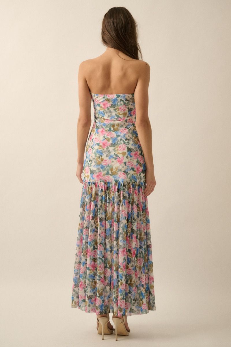 Strapless Floral Maxi Dress
